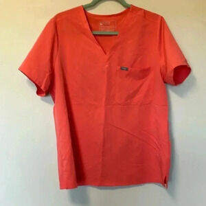 Figs coral  peach v neck top